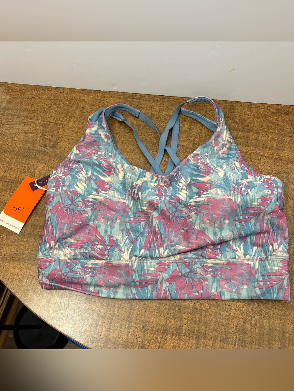 Freely James sports bra coronet pink blue water jungle women’s plus 1X NWT